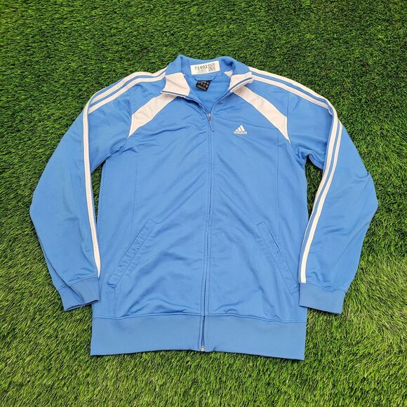 ADIDAS Track Jacket Small 19x27 Blue White Trim Trefoil - Picture 1 of 15